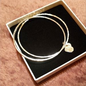 Sterling silver hammered bangles with attached heart